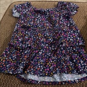 Navy Floral Tiered Ruffle Short-Sleeve Top and ruffled matching skirt